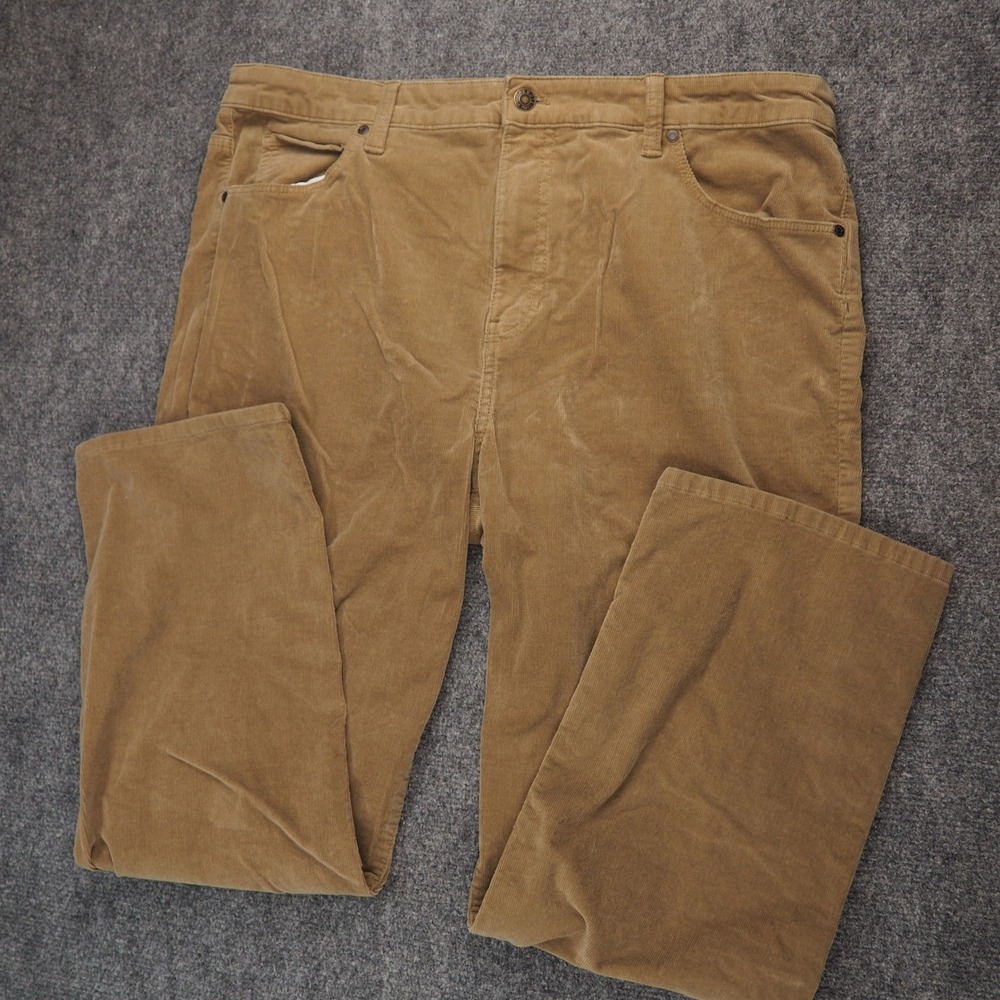 Talbots High-Waist Straight Pants Womens 16 Tan Corduroy Preppy Classic Casual